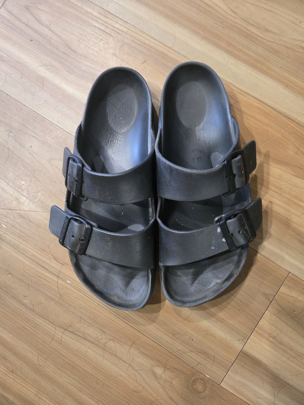 Birkenstock ARIZONA EVA Double Strap Slide Sandals in Dark Gray